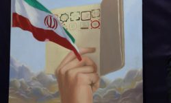 رونمایی از تابلو هنرمند کوهدشتی با موضوع انتخابات