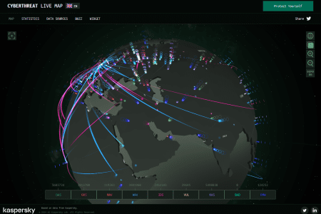 نمایش گرافیکی زیبای حملات سایبری دنیا با cybermap.kaspersky